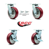 Service Caster 6 Inch Poly on Aluminum Caster Set with Ball Bearings 2 Swivel Lock 2 Brake SCC SCC-30CS620-PAB-BSL-2-TLB-2